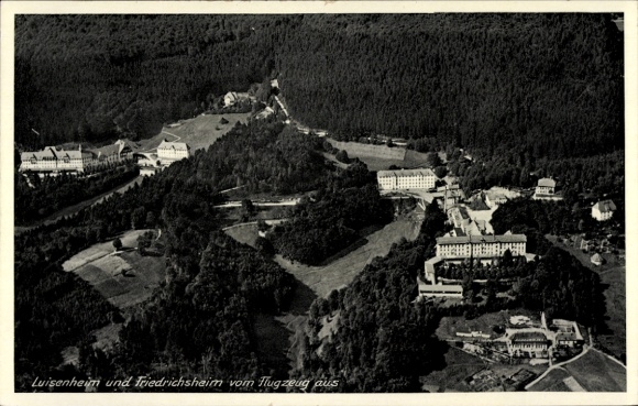 Postcard Kandern Württemberg, Luisenheim and Friedrichsheim, aerial photograph