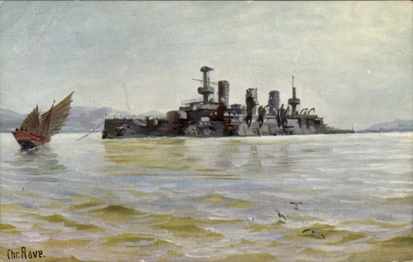 Artist Postcard Rave, Chr., Marine Gallery 289, Russian warship, Pereswjet, ironclad