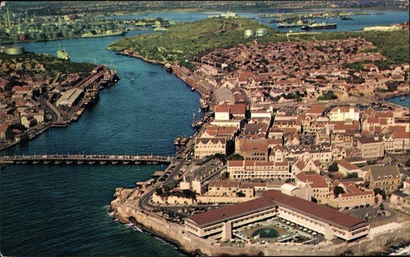 Postcard Curaçao Netherlands Antilles Caribbean, bird's eye view, Hotel Curacao Intercontinental