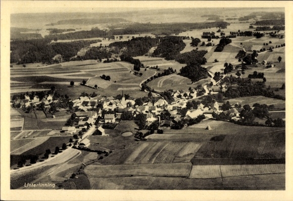 Postcard Untertinning, aerial photograph