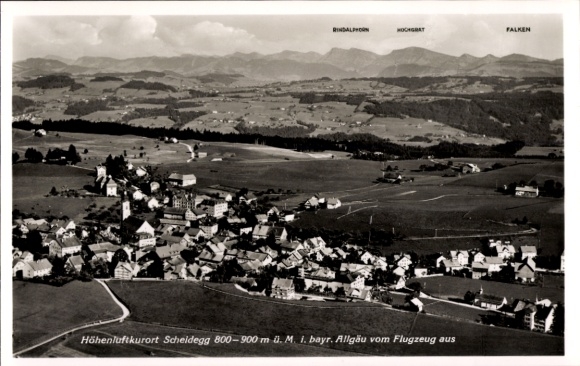 Ak Scheidegg im Allgäu Schwaben, Fliegeraufnahme