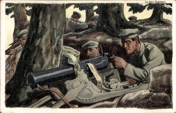 Artist Postcard Georgi, W., Soldiers in the Vosges, MG, Bahlsen Biscuit Factory Hannover