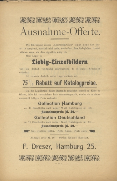 Liebig pictures newspaper advertising Dreser issue 5, volume 13, 1908