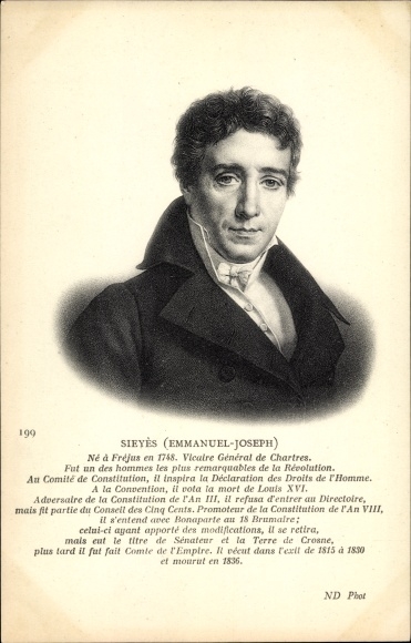 Postcard Emmanuel Joseph Sieyès, portrait