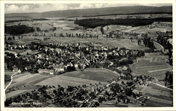 Postcard Eschelbronn in Baden, aerial photograph