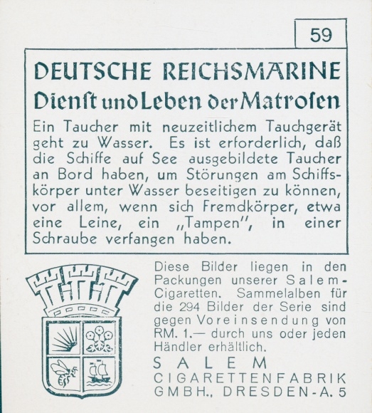 Collection picture German Reichsmarine No. 59 divers with modern diving equipment