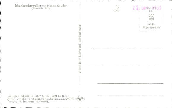 Postcard Erkenbrechtsweiler Swabian Alb, aerial photograph