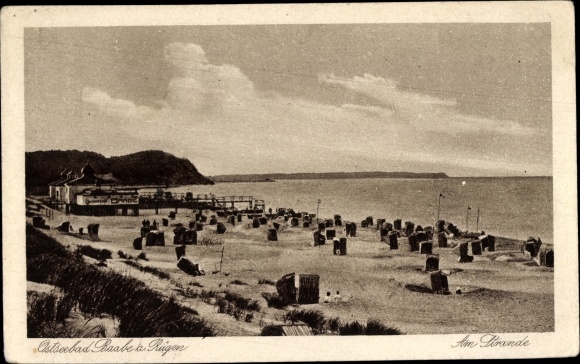 Postcard Ostseebad Baabe on Rügen, beach