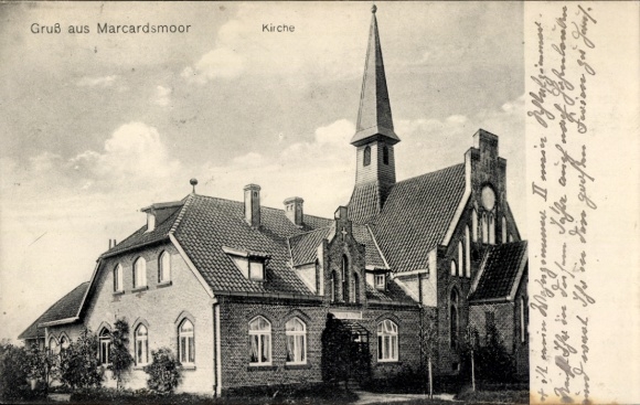 Postcard Marcardsmoor Wiesmoor in East Frisia, church
