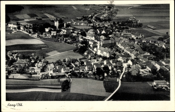 Postcard Haag in Upper Bavaria, aerial view