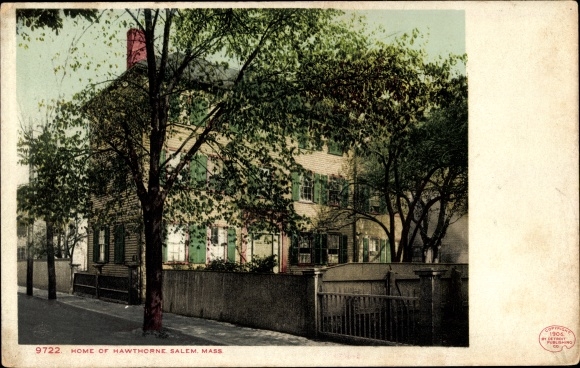 Postcard Salem Massachusetts USA, home of Hawthorne