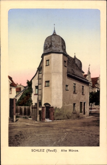 Ak Schleiz im Vogtland Thüringen, Alte Münze, Gebäude mit abgerundeten Ecken, r Stil