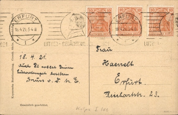Postcard Erfurt in Thuringia, On the 400th anniversary of the Reformation 1517-1917, Luther is received