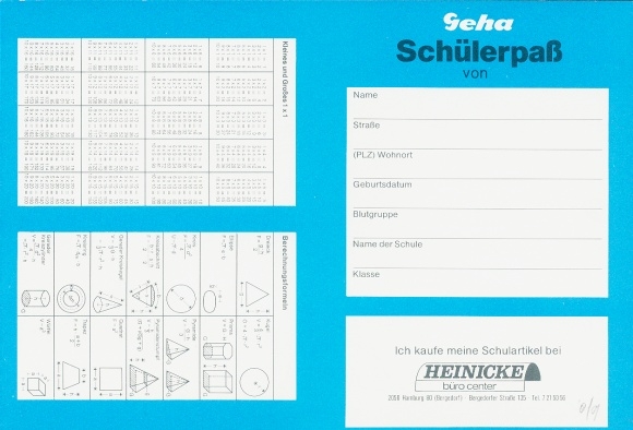 Timetable advertising, Geha student pass, Heinecke school supplies, Lucky Luke