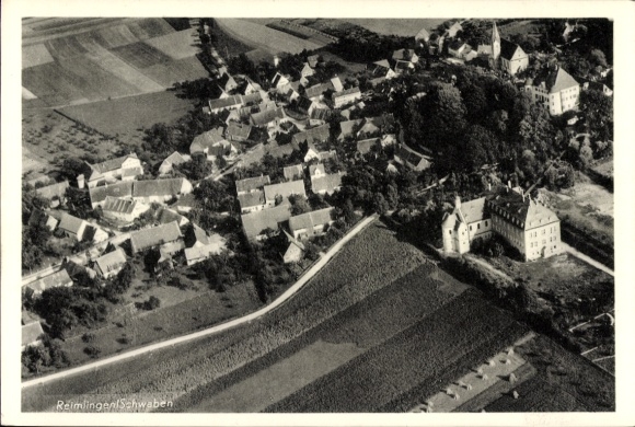 Postcard Reimlingen in Swabia, aerial photograph