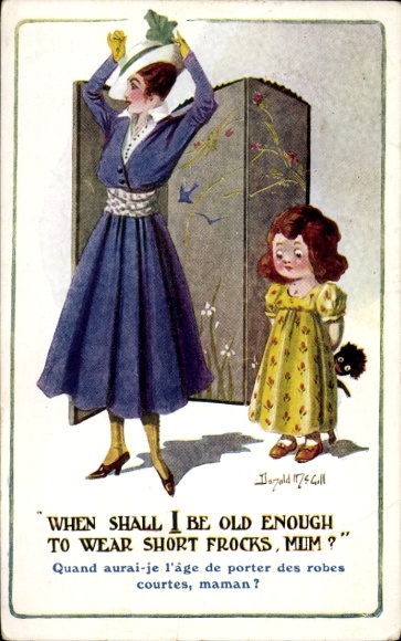 Artist Postcard McGill, Donald, When shall I be old enough to wear short frocks