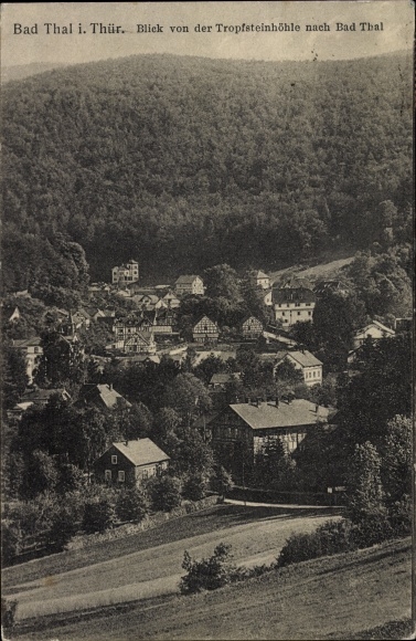 Postcard Bad Thal Ruhla in Thuringia, view from the stalactite cave