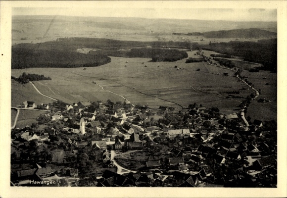 Postcard Hawangen in Schwaben Unterallgäu, aerial photograph