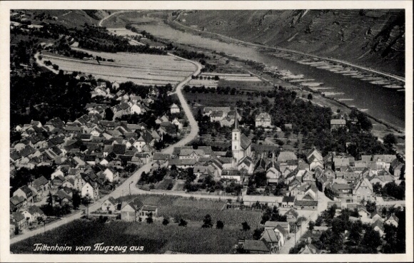 Postcard Trittenheim on the Mosel, aerial photograph