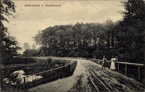 Ak Sattenfelde Tremsbüttel in Schleswig Holstein, Straßenpartie