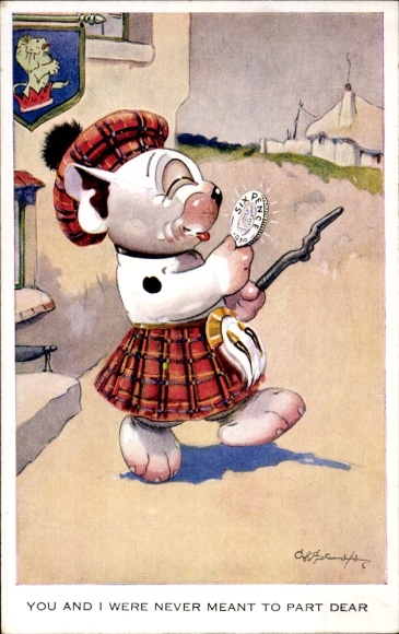 Artist Postcard Studdy, Bonzo the Dog in a Kilt