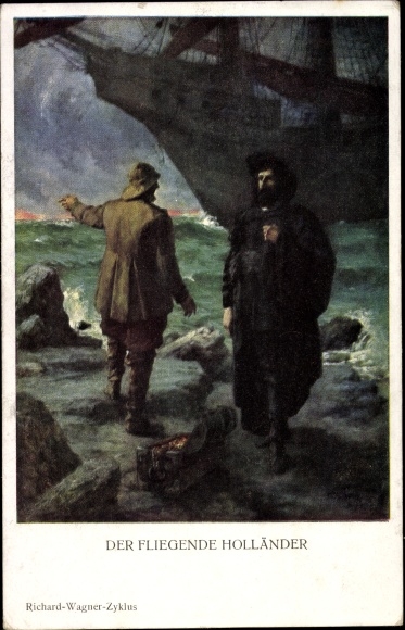 Kunstenaar Ak Leeke, Ferd., The Flying Dutchman, Richard Wagner-cyclus