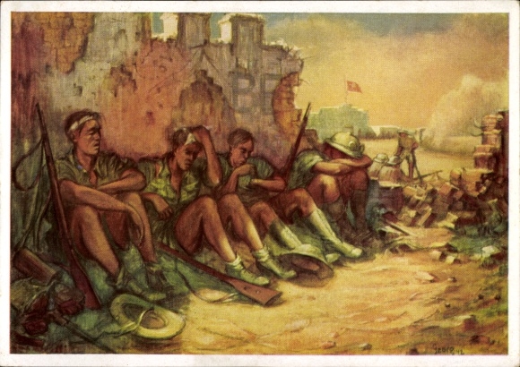 Artist Postcard Georg, H., Exhibition of the Luftgaukommando VI, Break in the Fight on the Desert Front