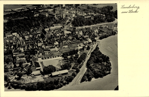 Postcard Landsberg am Lech Upper Bavaria, aerial photograph