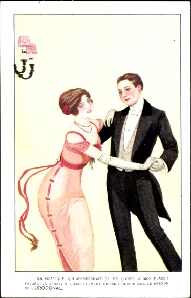 Artist Postcard Dance Couple, Advertising Urodonal
