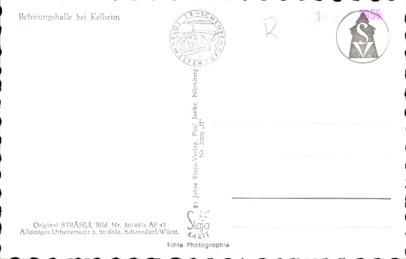 Postcard Kelheim an der Donau Lower Bavaria, Liberation Hall, round building, surrounded by trees, path