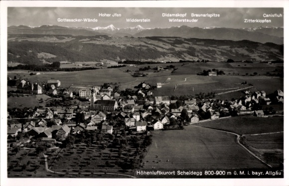 Ak Scheidegg im Allgäu Schwaben, Fliegeraufnahme