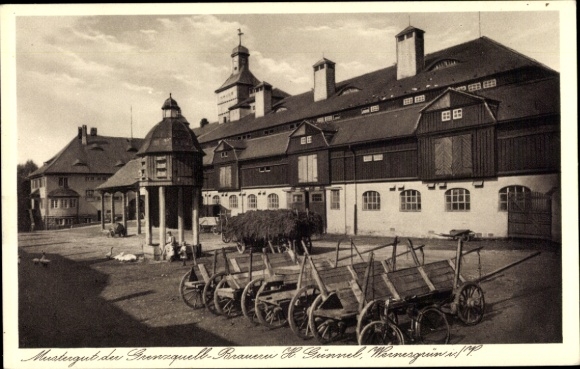 Postcard Wernesgrün Steinberg in Vogtland, sample of the Grenzquell brewery H. Günnel