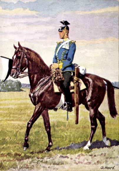 Artist Postcard Merté, Oskar, 3rd Guards Uhlan Regiment, Peace Site Potsdam