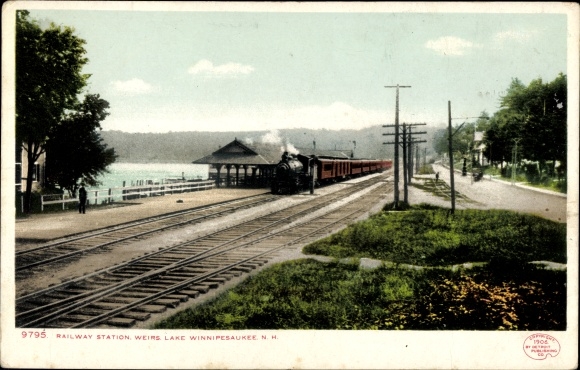 Postcard Lake Winnipesaukee New Hampshire USA, Weirs Beach Station