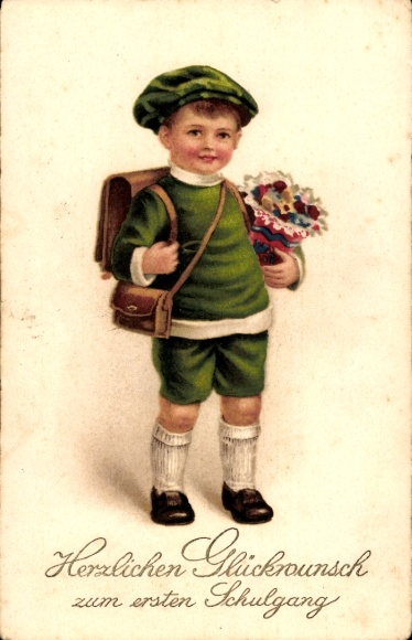Postcard Congratulations School Enrollment, Students, Flowers