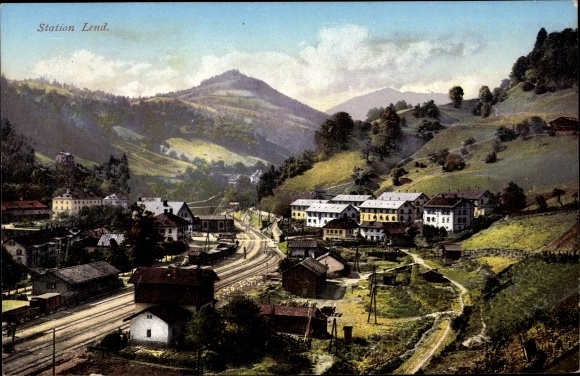 Postcard Lend in Salzburg, station, train station