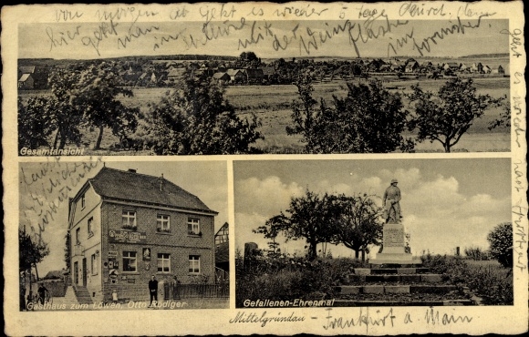 PC Mittelgründau Gründau in Hesse, general view, Inn Zum Löwen, memorial