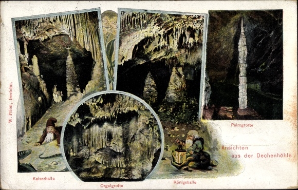 Postcard Iserlohn in the Märkisches Kreis, Dechen cave, interior view, royal hall, dwarf, organ grotto
