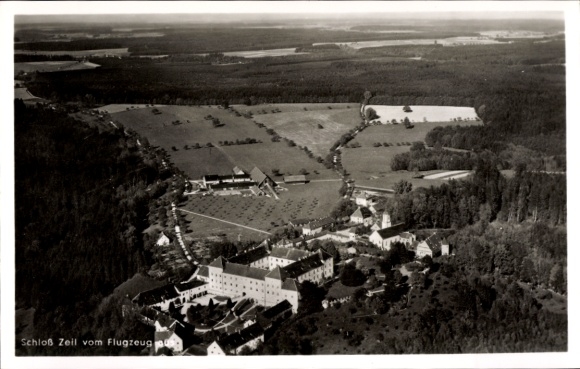 Postcard Leutkirch im Allgäu Württemberg, Zeil Castle, aerial photograph