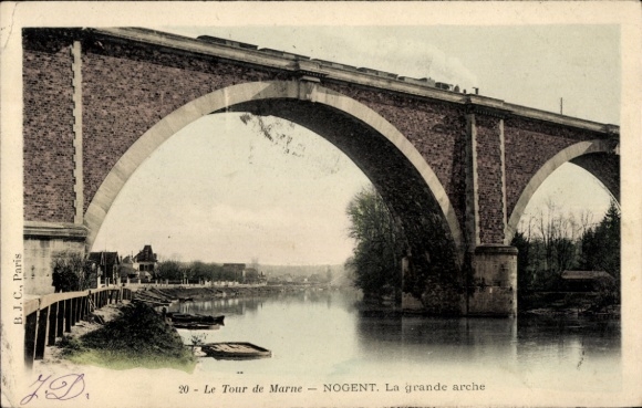 Ak Nogent sur Marne Val de Marne, Brücke über die Marne, Wasserweg, Baumlandschaft, Postkarten...