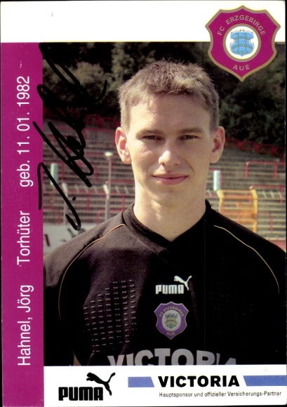Autogrammkarte Fußballer Jörg Hahnel, FC Erzgebirge Aue, Autogramm