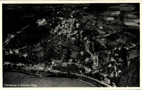 Postcard Freusburg Kirchen an der Sieg, aerial photograph