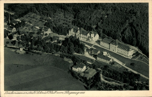Postcard Schorndorf im Remstal Württemberg, Deaconess Institution Schorndorf from the plane