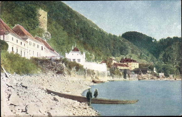 Postcard Sarmingstein St. Nikola Upper Austria, banks of the Danube