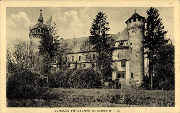 Postcard Michelstadt in the Odenwald, Fürstenau Castle, surrounded by trees, historical architecture