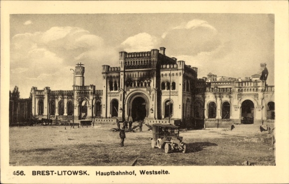 Postcard Brest Litowsk Belarus, Main Station