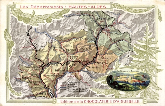 Postcard Gap Hautes Alpes, departments, landscape panorama, Chocolaterie d'Aiguebelle