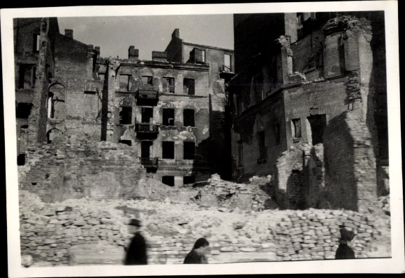 Photo Warszawa Warsaw Poland, destroyed houses, war damage, II WW