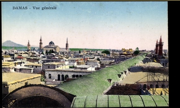 Postcard Damascus Syria, general view, mosque, minaret