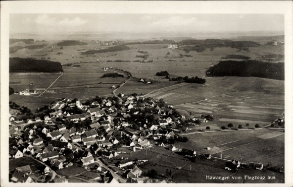 Postcard Hawangen in Swabia Unterallgäu, aerial photograph